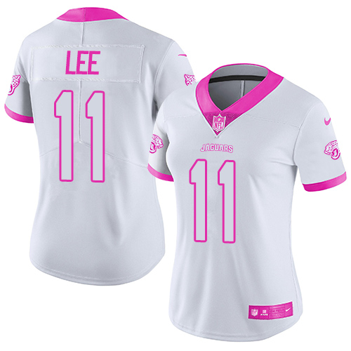 Women's Limited Marqise Lee Nike Jersey White/Pink - #11 Rush Fashion NFL Jacksonville Jaguars